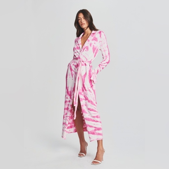 SER.O.YA Gloria Cardigan Dress in White Pink Swirl Size Large NWT - Picture 1 of 13